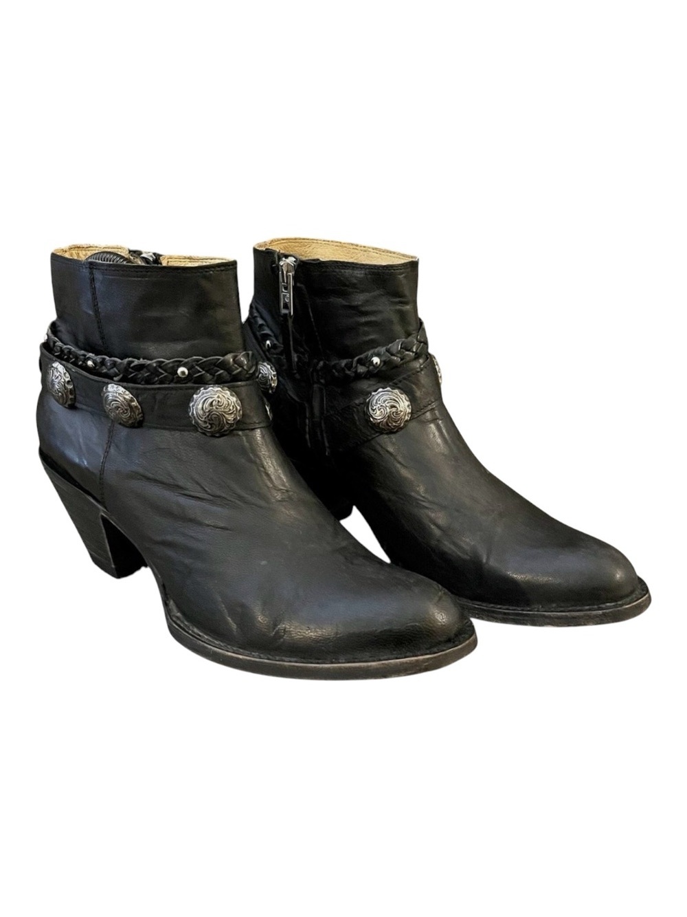 iDYLLWIND by Miranda Lambert “Runway” Black Leather Western Ankle Boots Sz9